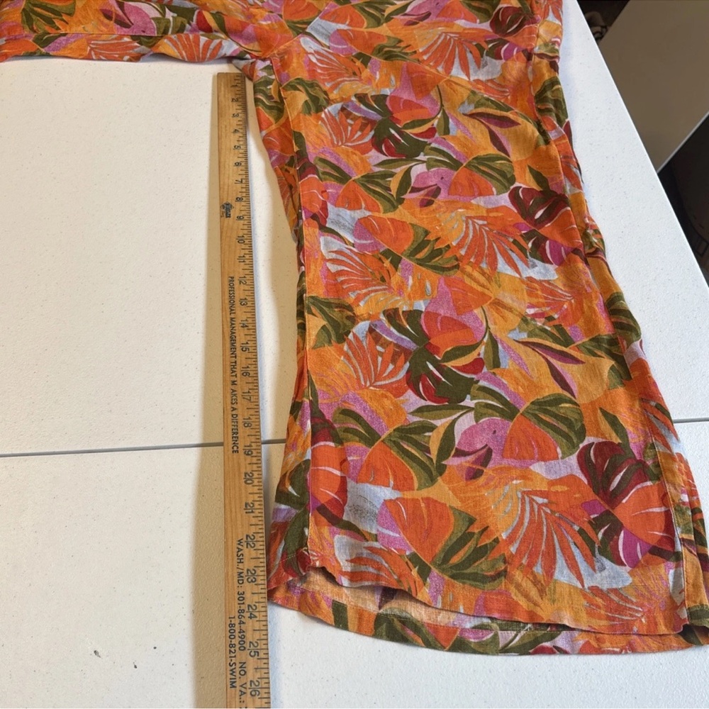 C&C California Women’s 100% Linen Colorful  Wide Leg Tropical Pants Size Large - Picture 8 of 15